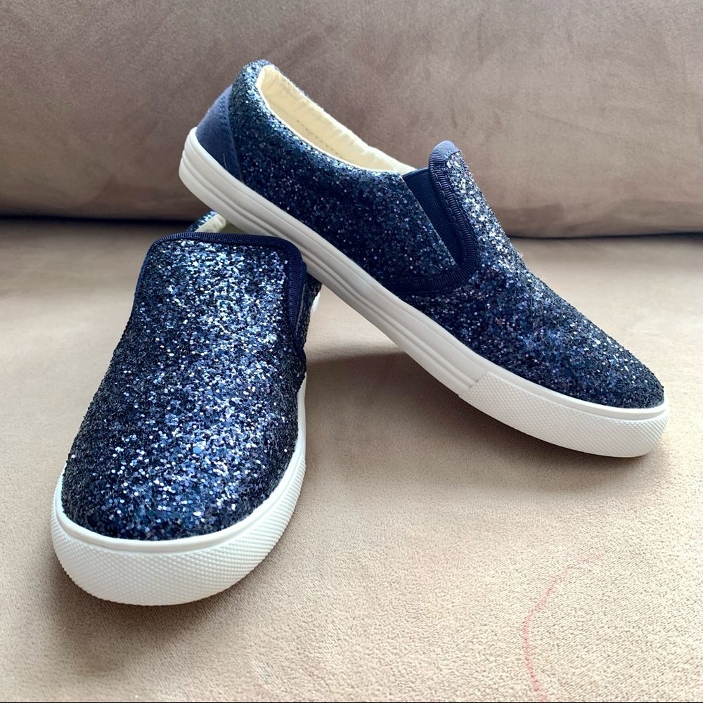 Crewcuts Girls' Navy Glitter Slip-on Sneakers size 5